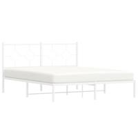 Bedframe met hoofdbord metaal wit 150x200 cm - thumbnail