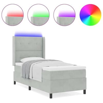 LED Boxspring Bed met Matras Lichtgrijs 80 x 200 cm Fluweel