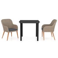 3-delige Tuinset met kussens bruin - thumbnail