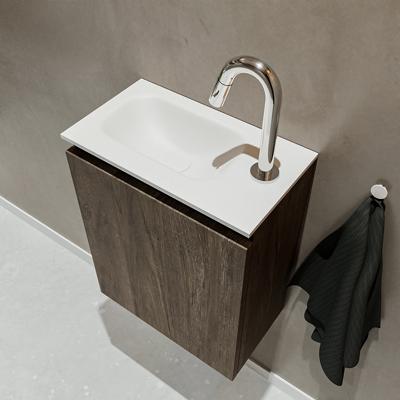 MONDIAZ TURE 40cm toiletmeubel dark brown. EDEN wastafel talc links 1 kraangat