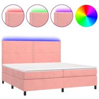 Boxspring met matras en LED fluweel roze 200x200 cm - thumbnail