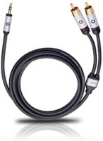 Oehlbach i-Connect J-35/R Cinch / Jackplug Audio Aansluitkabel [2x Cinch-stekker - 1x Jackplug male 3,5 mm] 5.00 m Zwart Vergulde steekcontacten - thumbnail