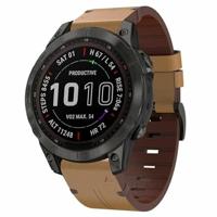 By Qubix - Leren bandje - Lichtbruin - Compatible met Garmin Instinct 3 / Instinct E - 45mm - Compatible Garmin bandje - Bandbreedte: 22mm - thumbnail