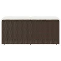 Tuinbank met kussen 110x40x44 cm poly rattan bruin - thumbnail