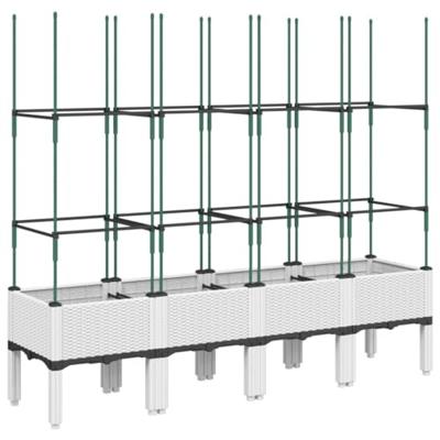 VidaXL Plantenbak met latwerk 160x40x142,5 cm polypropeen wit