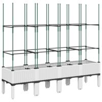 Plantenbak met latwerk 160x40x142,5 cm polypropeen wit - thumbnail