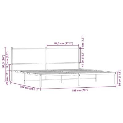Bedframe zonder matras metaal sonoma eikenkleurig 193x203 cm