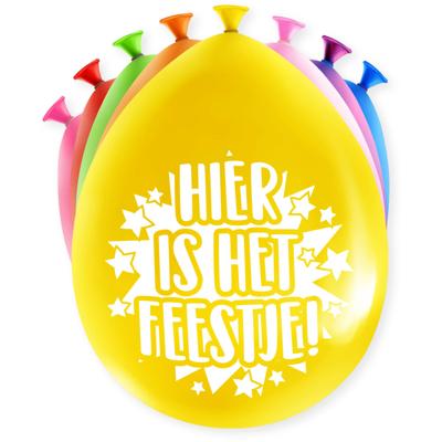 Ballonnen 'Hier is het feestje' (8st)