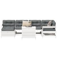 7-delige Loungeset massief grenenhout wit - thumbnail