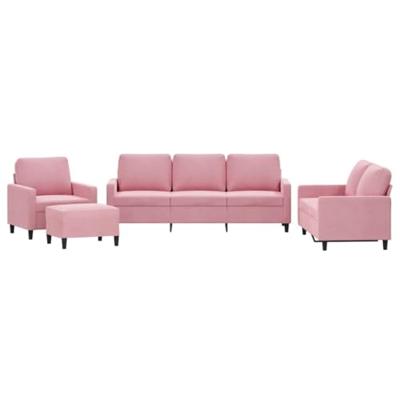 4-delige Loungeset met kussens fluweel roze
