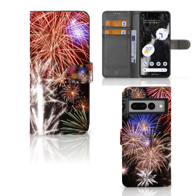 Google Pixel 7 Pro | Wallet Case | met Pasjes | Vuurwerk Google Pixel 7 Pro | Wallet Case | met Pasjes | Vuurwerk