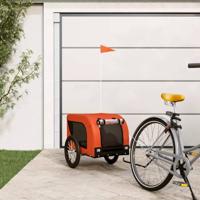Hondenfietstrailer oxford stof en ijzer oranje en zwart - thumbnail