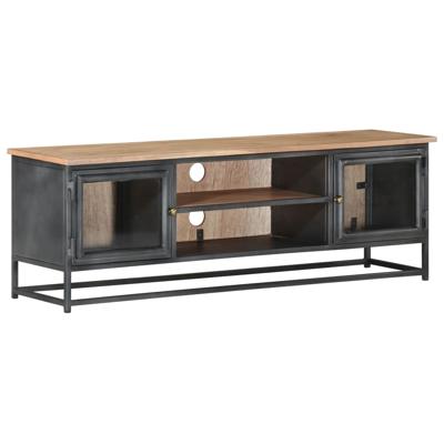 vidaXL Tv-meubel 120x30x40 cm massief acaciahout en staal grijs vidaXL Tv-meubel 120x30x40 cm massief acaciahout en staal grijs