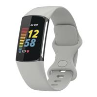 By Qubix - Compatible met Fitbit Charge 5 - Fitbit Charge 6 Sportbandje met dubbele lus - Steen grijs - Maat: S - Compatible fitbit bandje - thumbnail
