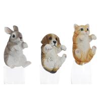 Decoratieve figuren Home ESPRIT Wit Bruin Grijs Oranje dieren 9 x 9 x 15,5 cm (3 Stuks) - thumbnail