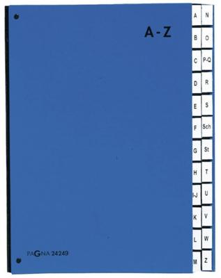 PAGNA Lessenaarordner 24249-02 PAGNA DIN A4 A-Z Karton/Papier laminiert Hardkarton Blauw DIN A4 Aantal vakken: 24 A-Z