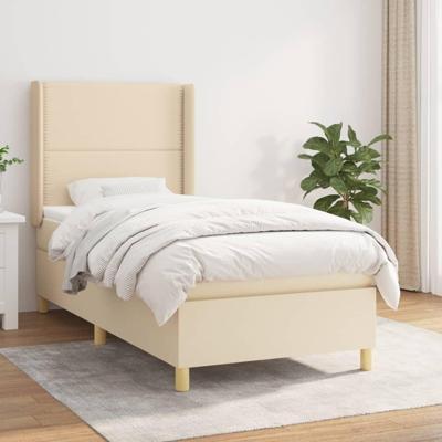 Boxspring met matras stof crèmekleurig 90x200 cm