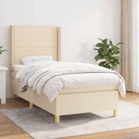 Boxspring met matras stof crèmekleurig 90x200 cm - thumbnail