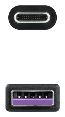 NANOCABLE 10.01.2103 USB-kabel 2.0, 3 A, type USB-C/M-A/M, zwart, 3 m