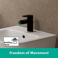 Bidetkraan HansGrohe Vernis Blend Eengreeps Met Trekwaste Mat Zwart - thumbnail