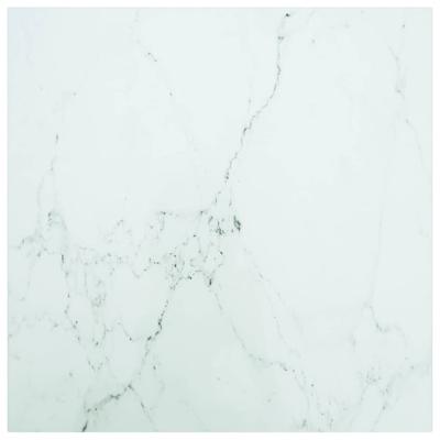 VidaXL Tafelblad 60x60 cm 6 mm gehard glas met marmeren design wit