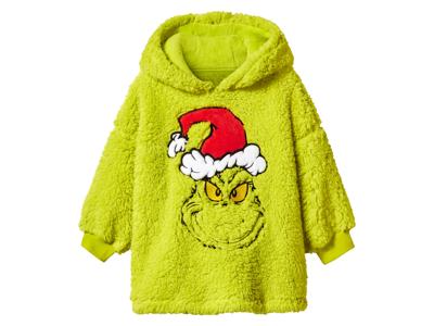 Pluche oversized kinder kersthoodie The Grinch (134/140)