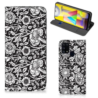 Samsung Galaxy M31 Smart Cover Black Flowers Samsung Galaxy M31 Smart Cover Black Flowers