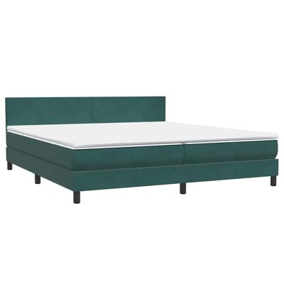Boxspring met matras fluweel donkergroen 140x200 cm