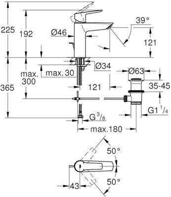 Grohe QuickFix Start M-Size wastafelkraan met trekwaste mat zwart