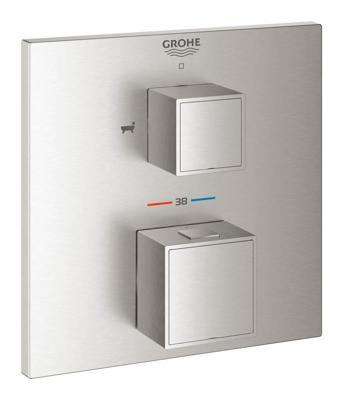 Opbouwdeel GROHE Grohtherm Cube Met Omstel (Douche & Baduitloop) Supersteel Opbouwdeel GROHE Grohtherm Cube Met Omstel (Douche & Baduitloop) Supersteel