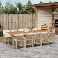 11-delige Tuinset met kussens poly rattan beige - thumbnail