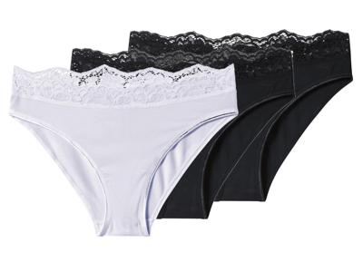 esmara 3 Dames onderbroeken (Zwart/wit, XS (32/34))