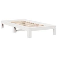 Bedframe zonder matras massief grenenhout wit 90x200 cm - thumbnail
