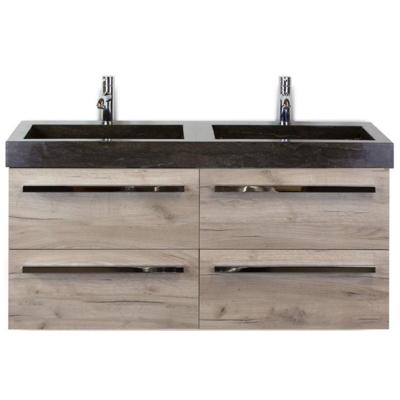 Seville Badmeubelset 120 cm - 4 Laden Craft Oak - Wastafel Lucca Dubbel