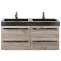 Seville Badmeubelset 120 cm - 4 Laden Craft Oak - Wastafel Lucca Dubbel - thumbnail