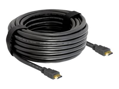 Delock 82710 HDMI-kabel HDMI Aansluitkabel HDMI-A-stekker 15 m Zwart Rond, 4K UHD, Vergulde steekcontacten, Verdraaid