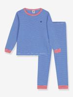 Pyjama van gestreept katoen voor kinderen PETIT BATEAU blauw - thumbnail