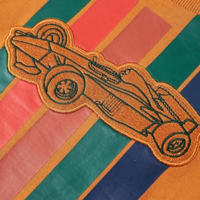Kindershirt met lange mouwen racewagenprint 92 donkerokerkleurig