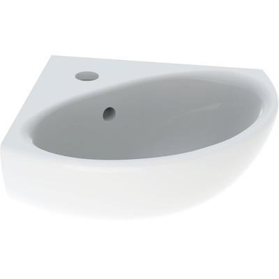 Hoekfontein Geberit Bastia 45x40 cm met Kraangat met Overloop Glanzend Wit Hoekfontein Geberit Bastia 45x40 cm met Kraangat met Overloop Glanzend Wit