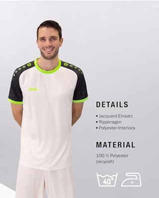 JAKO 4224 Shirt Iconic Km - Wit/Zwart/Fluogroen - S