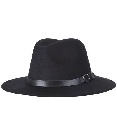Mannen Fedoras vrouwen jazz hoed zwart wollen Blend GLB outdoor casual hoed (zwart)