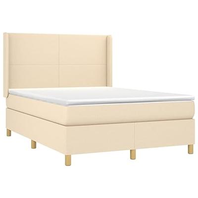 Boxspring met matras en LED stof crèmekleurig 140x200 cm