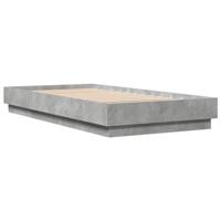 Bedframe bewerkt hout betongrijs 75x190 cm - thumbnail