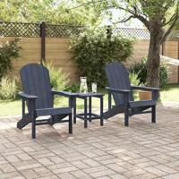 Tuinstoel 3 pcs Marineblauw Polyetheen - thumbnail