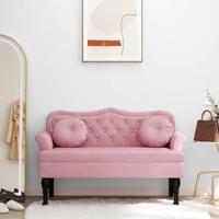 Bankje met kussens 120,5x65x75 cm fluweel roze - thumbnail