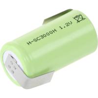 Mexcel -SC3000H Speciale oplaadbare batterij Sub-C Geschikt voor hoge temperaturen, Z-soldeerlip, Flat-top NiMH 1.2 V 3000 mAh 1 stuk(s) - thumbnail