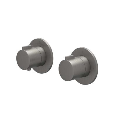 Afbouwdeel IVY Pact Inbouwthermostaat 2-weg Stop-Omstel Met Rond Rozet Geborsteld Metal Black PVD IVY