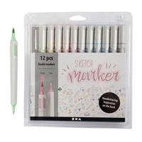 Creativ Company Tekenstiften, lijndikte 1+2-5 mm, pastelkleuren, 12 stuk/ 1 doos - thumbnail