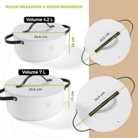 BE Living Pannenset Essential keramische anti-aanbaklaag - geschikt voor alle warmtebronnen - wit - 7 Delig - thumbnail