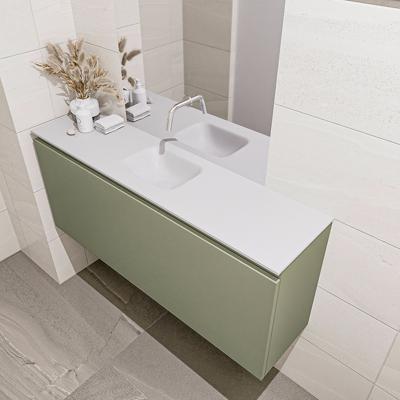 MONDIAZ OLAN 120cm toiletmeubel army. LEX wastafel talc midden geen kraangat